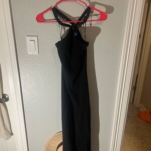 Black Ribbed Halter Jumpsuit